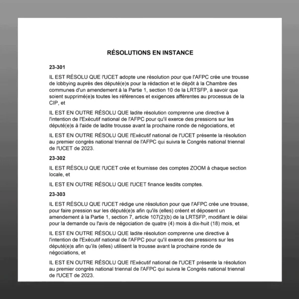 Résolutions en instance