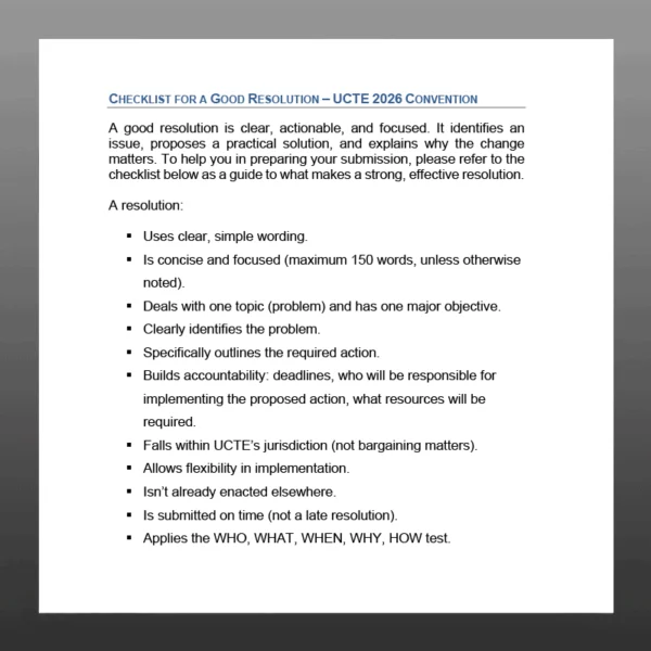 Checklist for a good resolution