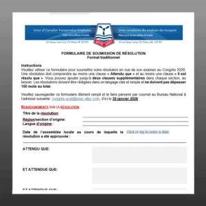 Formulaire de soumission de résolution - format traditionnel